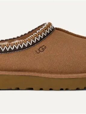UGG Chestnut Suede Slip-On Mule with Contrast Stitching